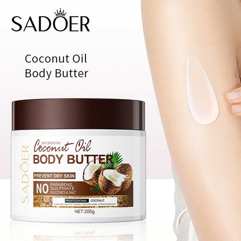 کره بدن روغن نارگیل سادور Sadoer مدل Body butter حجم 200g