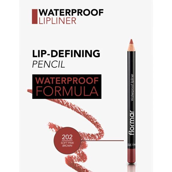 مداد لب ضد آب Waterproof فلورمار Flormar رنگ 202 Soft Pink Brown