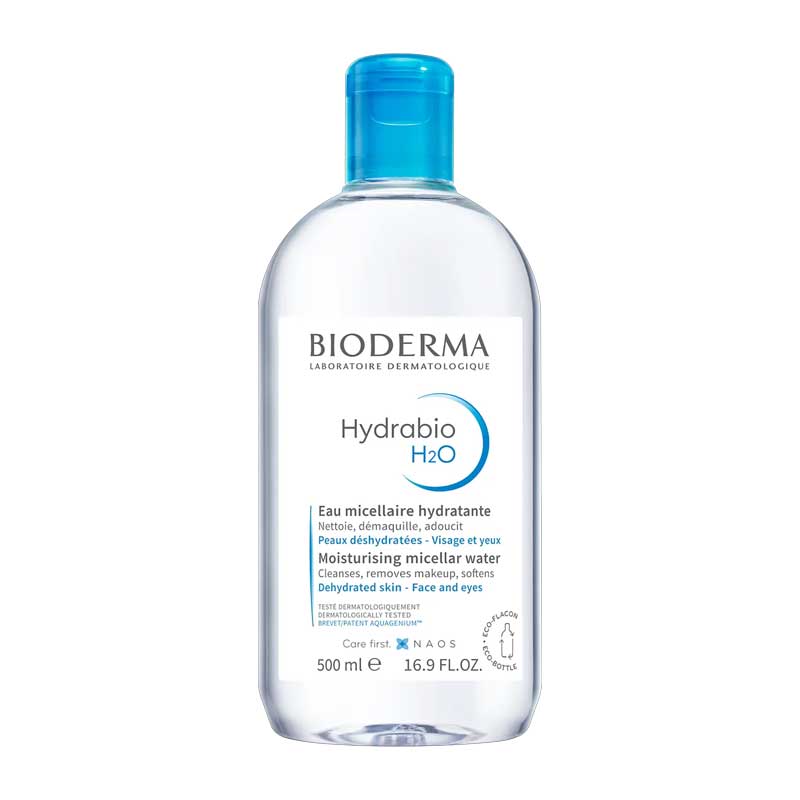 محلول پاک کننده آرایش مناسب پوست خشک تا حساس بایودرما Bioderma مدل Hydrabio H2O حجم 500ml