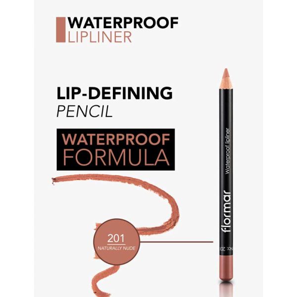 مداد لب ضد آب Waterproof فلورمار Flormar رنگ 201 Naturally Nude