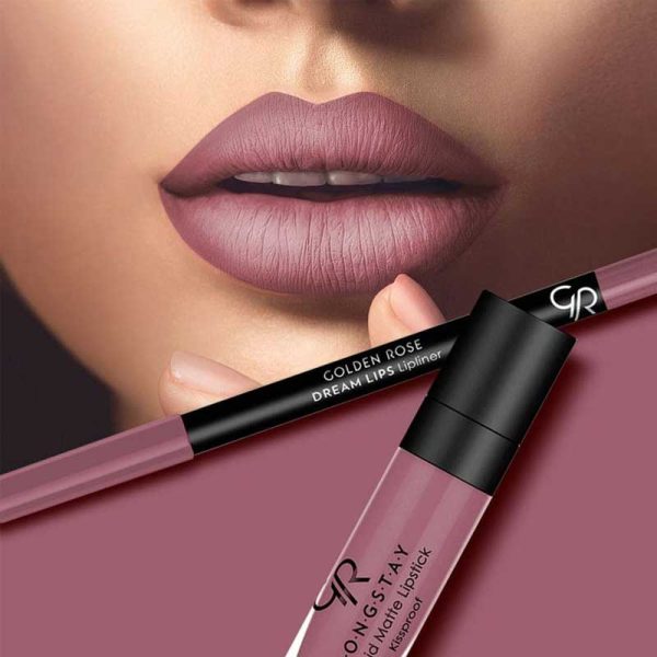 کیت خط لب و رژ لب مایع گلدن رز Golden Rose مدل Matte Lipkit رنگ Blush Pink