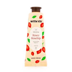 کرم مرطوب کننده دست گل رز ویت یو With You حاوی ویتامین E مدل Rosey Rosehip حجم 50ml