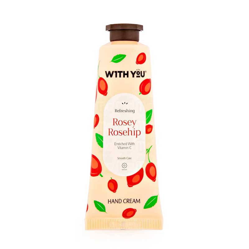 کرم مرطوب کننده دست گل رز ویت یو With You حاوی ویتامین E مدل Rosey Rosehip حجم 50ml