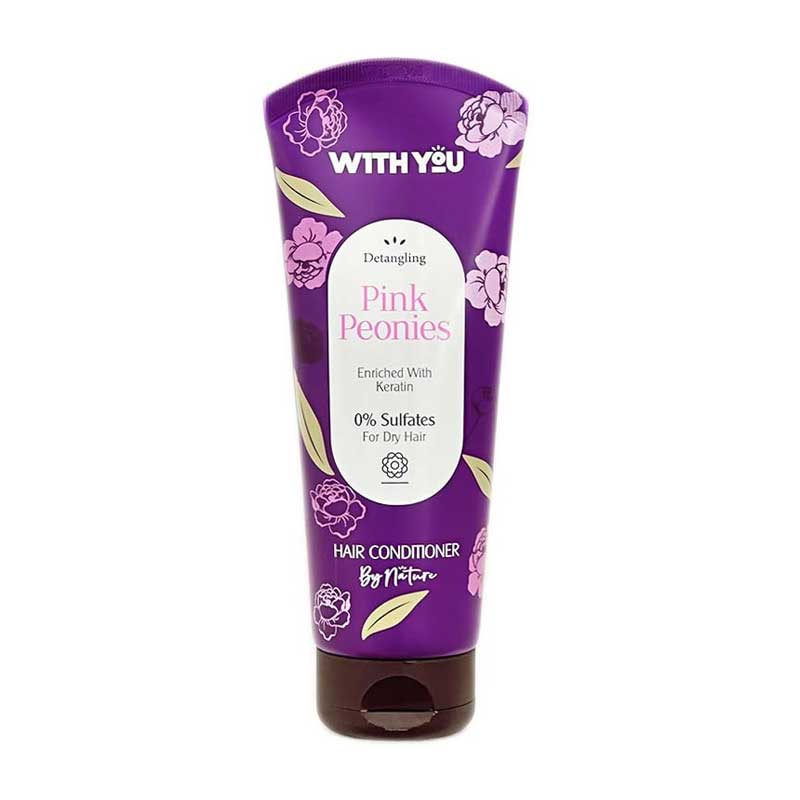 ماسک مو نرم کننده و باز کننده گره مو ویت یو With You مناسب موهای خشک و وز مدل Pink Peonies حجم 200ml
