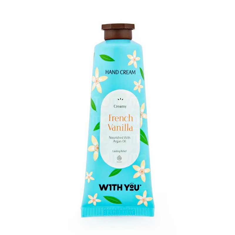 کرم مرطوب کننده دست وانیل حاوی روغن آرگان ویت یو With You مدل French Vanilla حجم 50ml