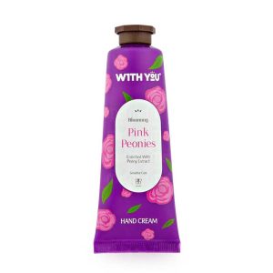 کرم مرطوب کننده دست حاوی عصاره گل پیونی ویت یو With You مدل Pink Peonies حجم 50ml