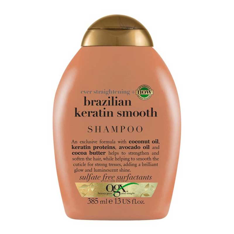 شامپو صاف کننده قوی بدون سولفاتمو اوجی ایکس OGX مدل Brazilian Keratin Smooth حجم 385ml