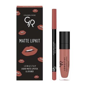 کیت خط لب و رژ لب مایع گلدن رز Golden Rose مدل Matte Lipkit رنگ Warm Sable
