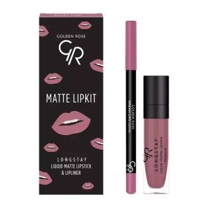 کیت خط لب و رژ لب مایع گلدن رز Golden Rose مدل Matte Lipkit رنگ Blush Pink