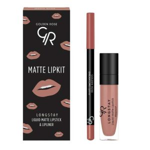 کیت خط لب و رژ لب مایع گلدن رز Golden Rose مدل Matte Lipkit رنگ Warm Nude