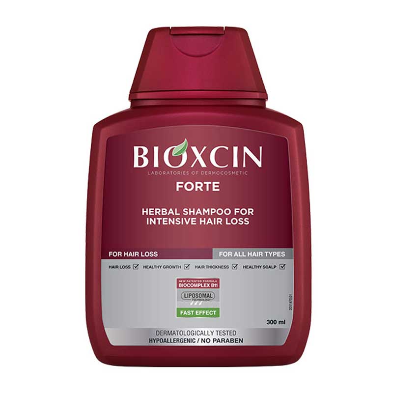 شامپو مو ترمیم کننده و ضد ریزش بیوکسین فورته Bioxcin مدل Forte مناسب برای انواع مو حجم 300ml