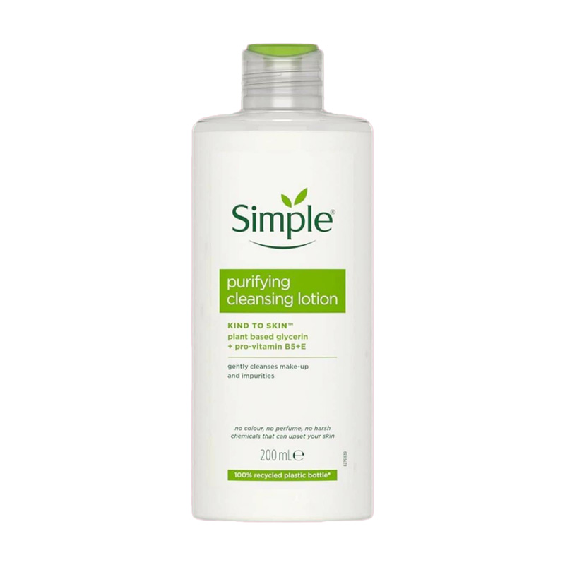 لوسیون پاک کننده آرایش سیمپل Simple مدل Purfiying Cleansing Lotion حجم 200ml