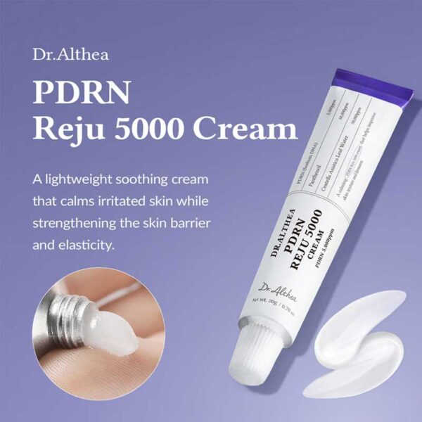 کرم ترمیم کننده جوانساز و تسکین دهنده پوست PDRN دکتر التیا Dr Althea مدل PDRN Reju 5000 Cream حجم 20ml