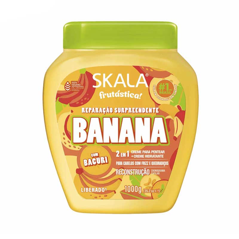 ماسک مو حالت دهنده و کنترل کننده قوی وز و پرش مو موز 2 در 1 اسکالا Skala مدل Banana حجم 1000g