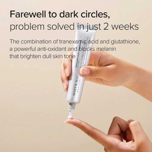 کرم دور چشم ضد لک و روشن کننده گلوتاتیون و ترانگزامیک اسید مری اند می Mary & May مدل Tranexamic Acid+ Glutathion Eye Cream حجم 30ml