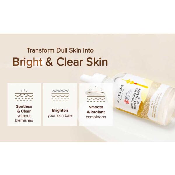سرم روشن کننده پوست تریپل ویتامین مری اند می Mary & May مدل Rice Niacin 10% Triple Vitamin Serum حجم 80ml