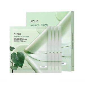 ماسک ورقه ای تسکین دهنده پوست هارتلیف و هیالورون آنوا Anua مدل Heartleaf 70 Soothing Collagen