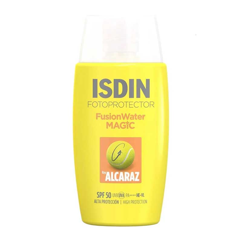 ضد آفتاب ورزشی فوق سبک بی رنگ SPF50 ایزدین ISDIN مدل FUSION WATER MAGIC ALCARAZ حجم 50ml