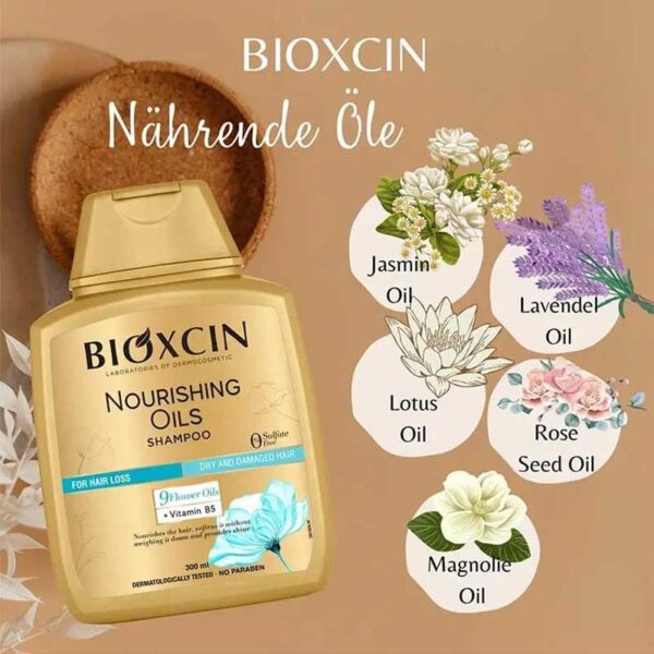 شامپو مو بدون سولفات مناسب موهای آسیب دیده بیوکسین Bioxcin مدل Nourishing Oil حجم 300ml