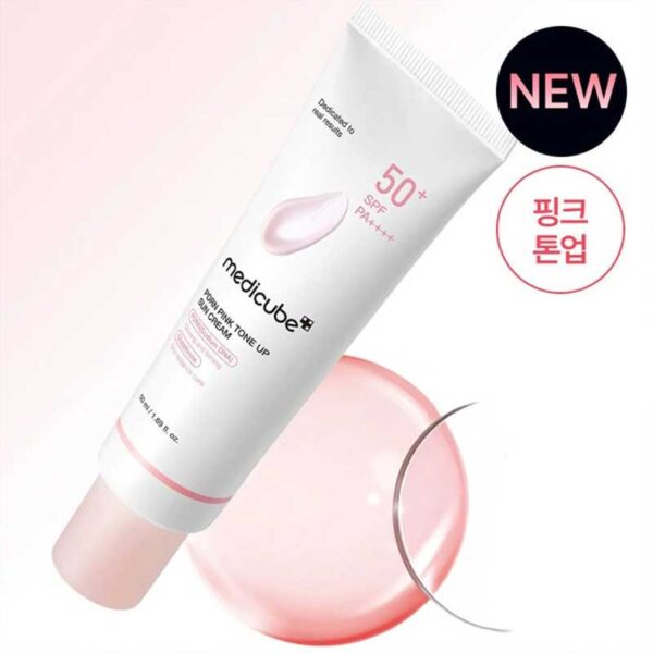 کرم ضد آفتاب تون آپ PDRN مدی کیوب Medicube مدل PDRN Pink Tone Up Sun Cream حجم 50ml