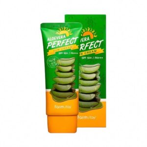 کرم ضد آفتاب بدون رنگ فارم Farm Stay استی حاوی SPF50 مدل Aloevera Perfect حجم 70ml