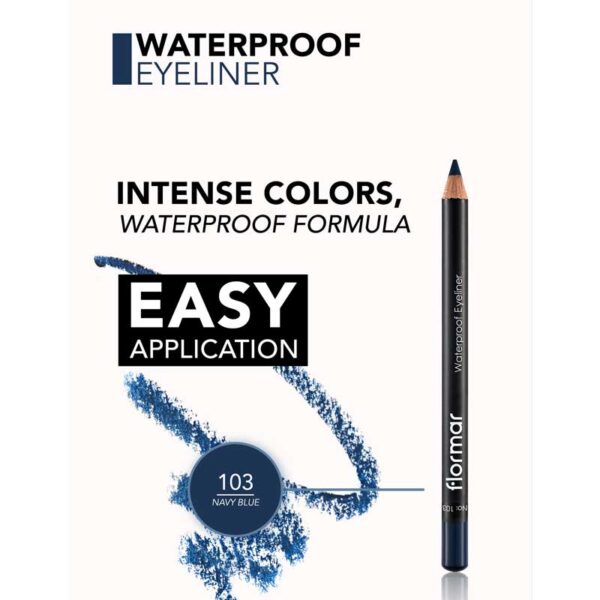 مداد چشم ضد آب Waterproof فلورمار Flormar رنگ طوسی 103 Navy blue