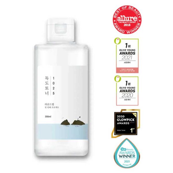 تخفیف ویژه تونر تسکین دهنده و لایه بردار ملایم راند لب Round Lab مدل 1025 Dokdo Toner حجم 200ml