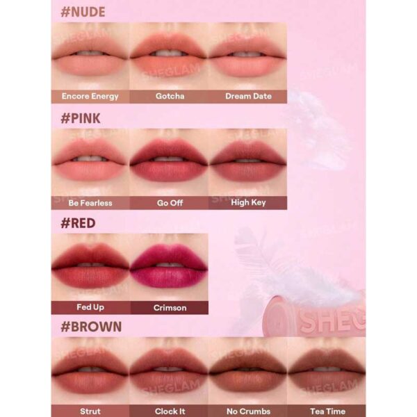 رژ لب مات بلوری شیگلم Sheglam مدل Lip Veil Cushion Lightweight