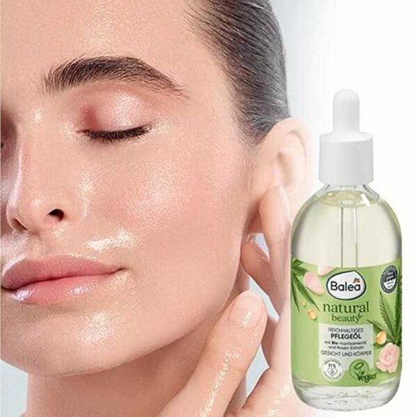 روغن صورت و بدن روغن گیاهی تقویتی با عصاره گل رز و شاهدانه باله‌ آ Balea مدل Natural Beauty حجم 100ml