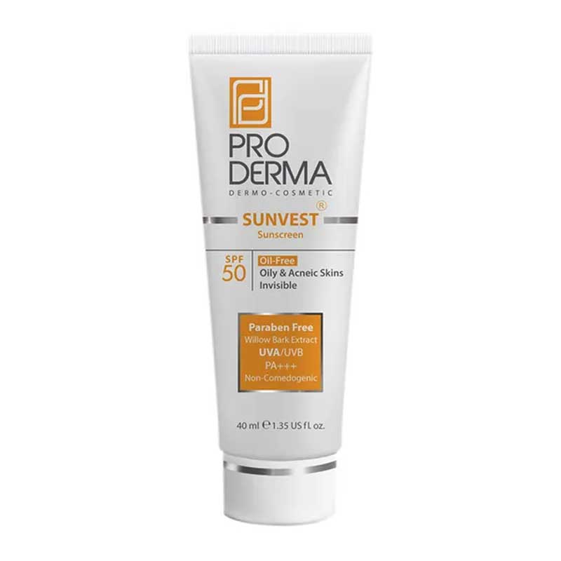 کرم ضد آفتاب SPF50 فاقد چربی پرودرما Pro Derma حجم 40ml