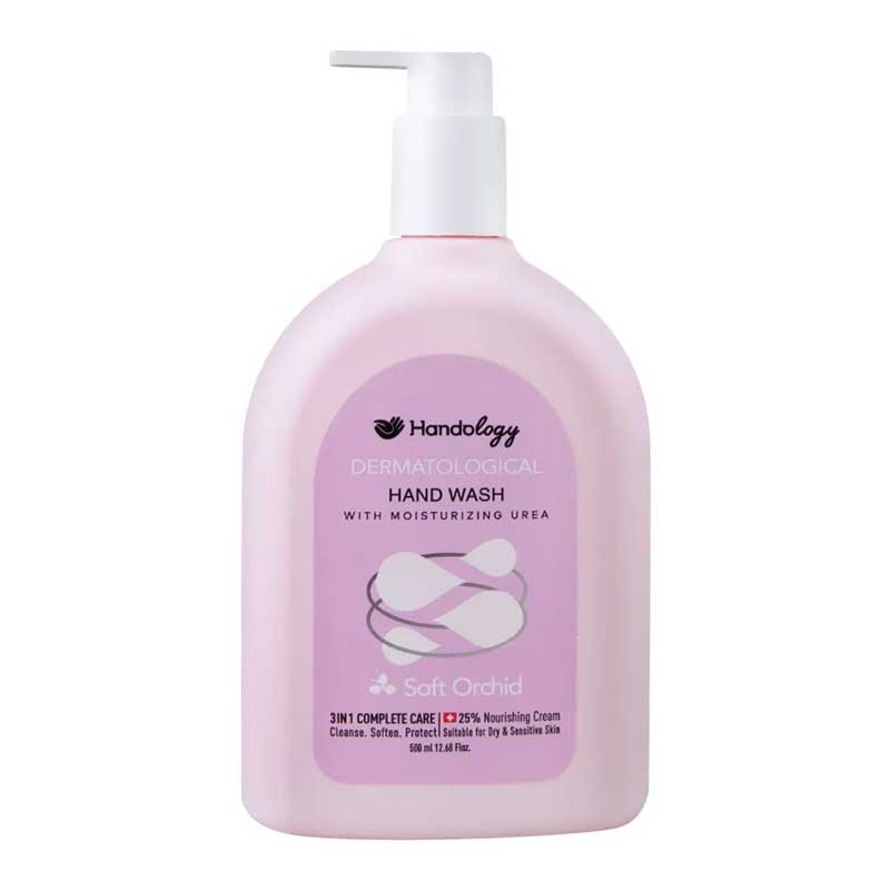 مایع شوینده دست حاوی اوره و روغن کرچک هندولوژی Handology مدل Soft Orchid حجم 500ml