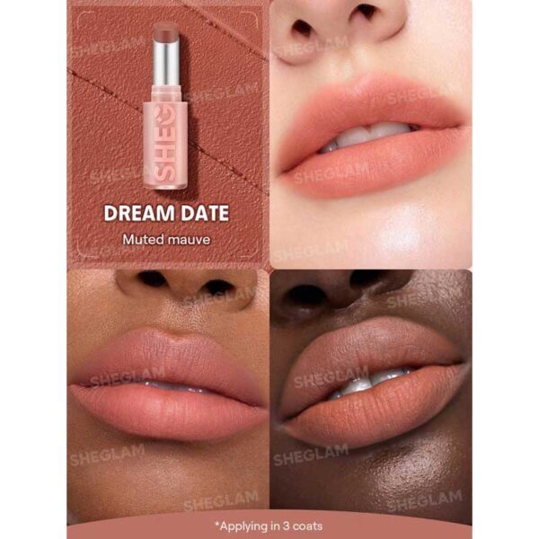 رژ لب مات بلوری شیگلم Sheglam مدل Lip Veil Cushion Lightweight رنگ Dream Date