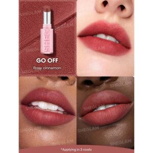 رژ لب مات بلوری شیگلم Sheglam مدل Lip Veil Cushion Lightweight رنگ Go Off