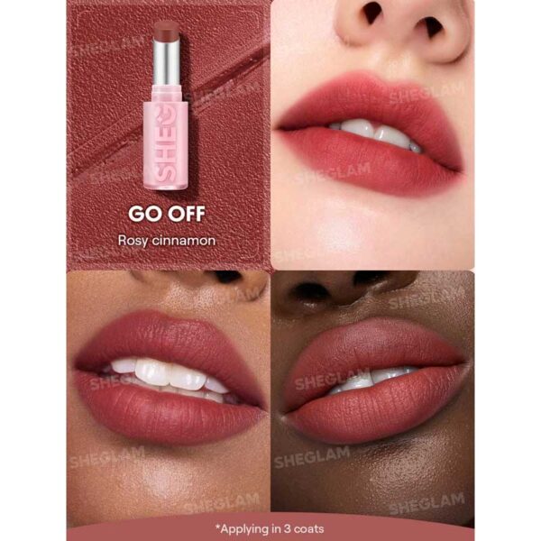 رژ لب مات بلوری شیگلم Sheglam مدل Lip Veil Cushion Lightweight رنگ Go Off