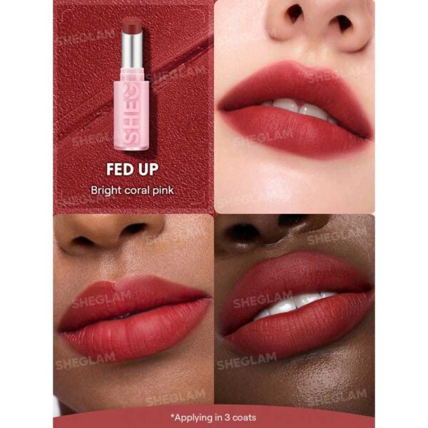 رژ لب مات بلوری شیگلم Sheglam مدل Lip Veil Cushion Lightweight رنگ Fed Up