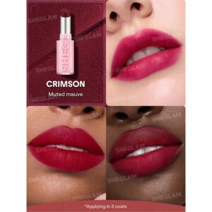 رژ لب مات بلوری شیگلم Sheglam مدل Lip Veil Cushion Lightweight رنگ Crimson