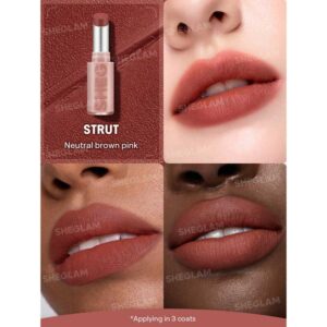 رژ لب مات بلوری شیگلم Sheglam مدل Lip Veil Cushion Lightweight رنگ Strut