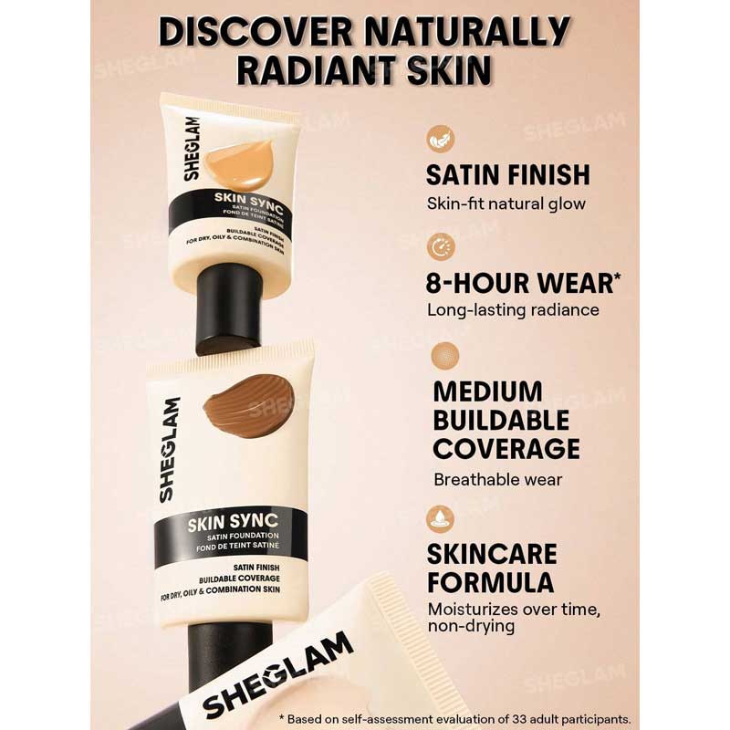 کرم پودر تیوپی شیگلم Sheglam مدل Skin Sync Satin Foundation حجم 30ml
