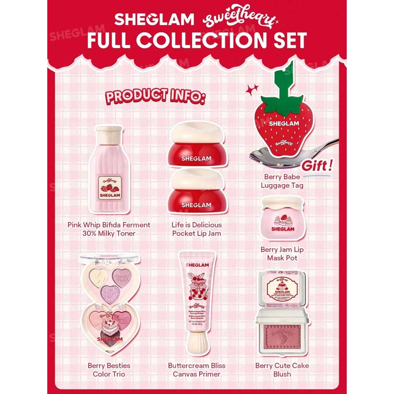 کالکشن کامل آرایشی سوئیت هارت Sweetheart شیگلم Sheglam مدل Sweetheart Full Collection Set