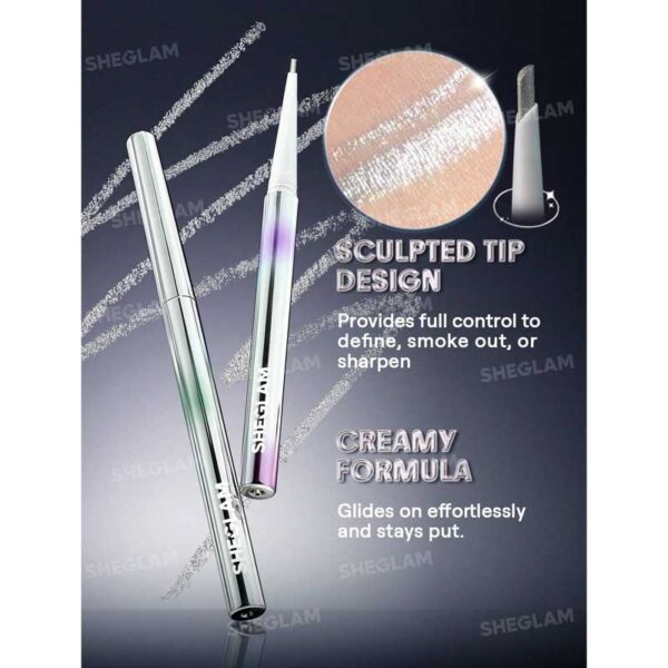 خط چشم نقره ای متالیک YK2 شیگلم Sheglam مدل Silver Strobe Metallic Eyeliner