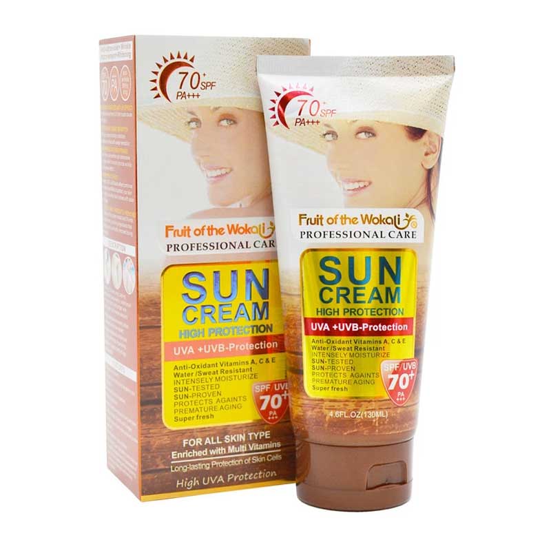 لوسیون ضد آفتاب بی رنگ ووکالی مدل SPF70 مناسب انواع پوست حجم 130ml