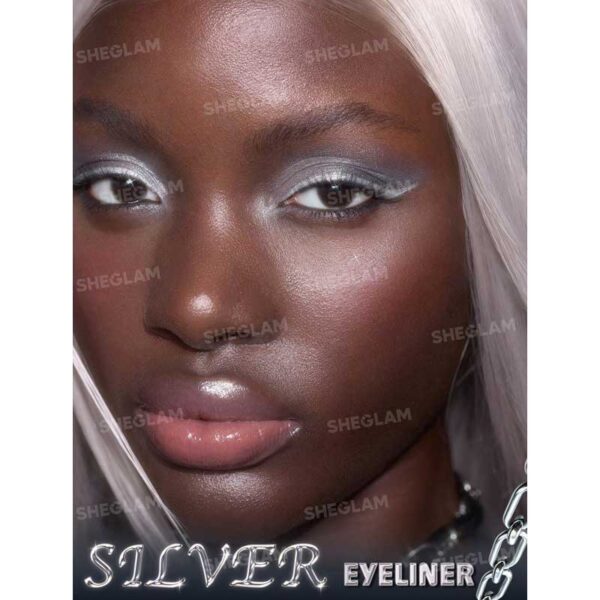 خط چشم نقره ای متالیک YK2 شیگلم Sheglam مدل Silver Strobe Metallic Eyeliner