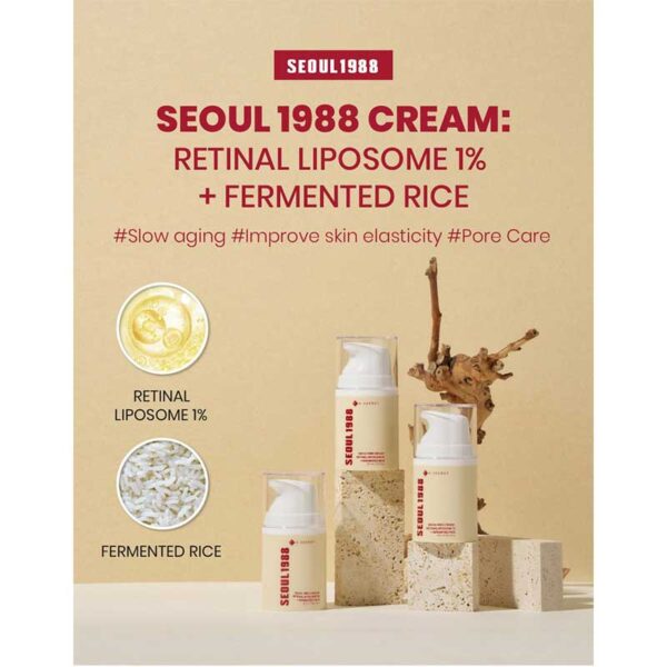 کرم ضد چروک و جوانساز پوست حاوی رتینال لیپوزوم 1% و برنج تخمیر شده سئول کی سکرت K Secret Seoul مدل Cream Retinal Liposome 1% Fermented Rice حجم 50ml