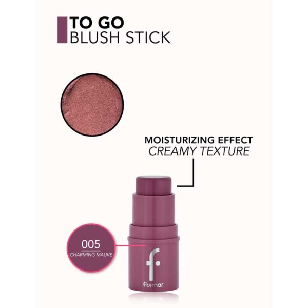 رژگونه استیکی فلورمار Flormar مدل To Go Blusher Stick رنگ 005 Charming Mauve