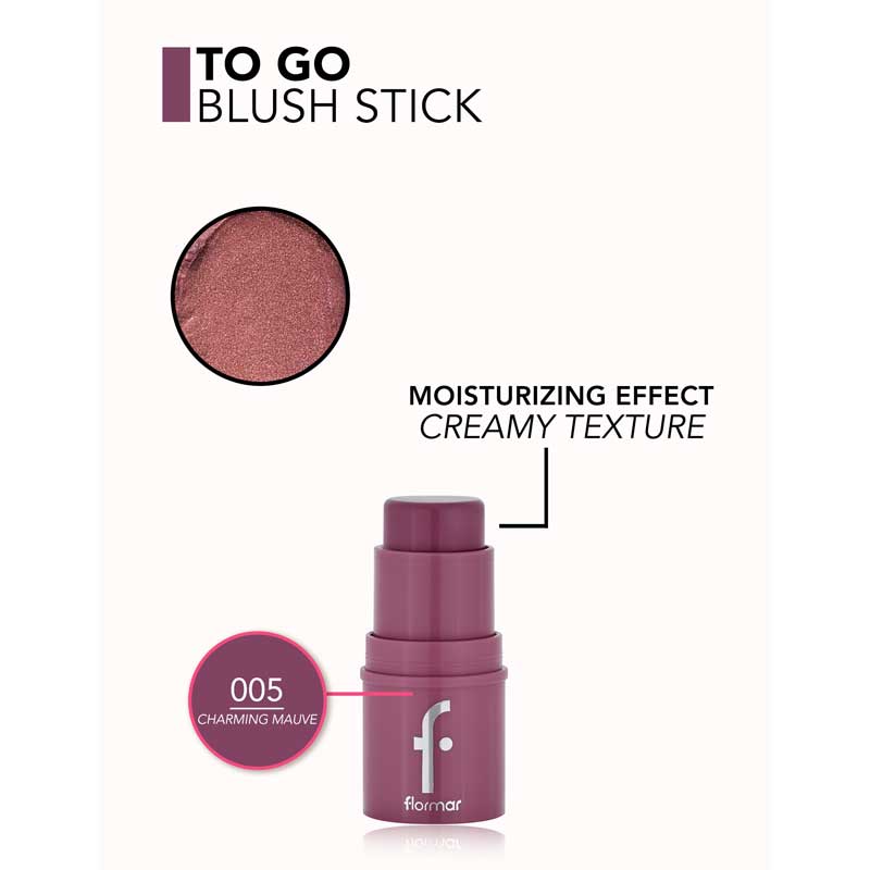 رژگونه استیکی فلورمار Flormar مدل To Go Blusher Stick رنگ 005 Charming Mauve