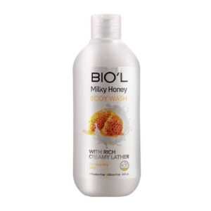 شامپو بدن کرمی بيول Biol رایحه شير و عسل مدل Milky Honey حجم 400ml