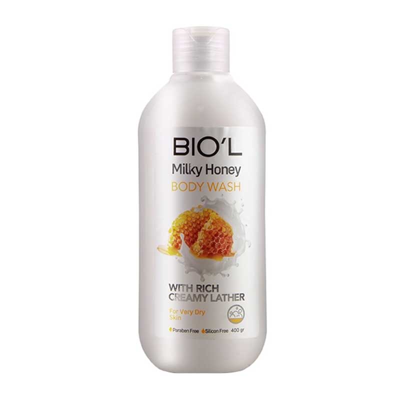 شامپو بدن کرمی بيول Biol رایحه شير و عسل مدل Milky Honey حجم 400ml