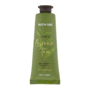 کرم مرطوب کننده و آبرسان صورت حاوی عصاره چای سبز و مورینگا ویت یو With You مدل Green Tea حجم 50ml