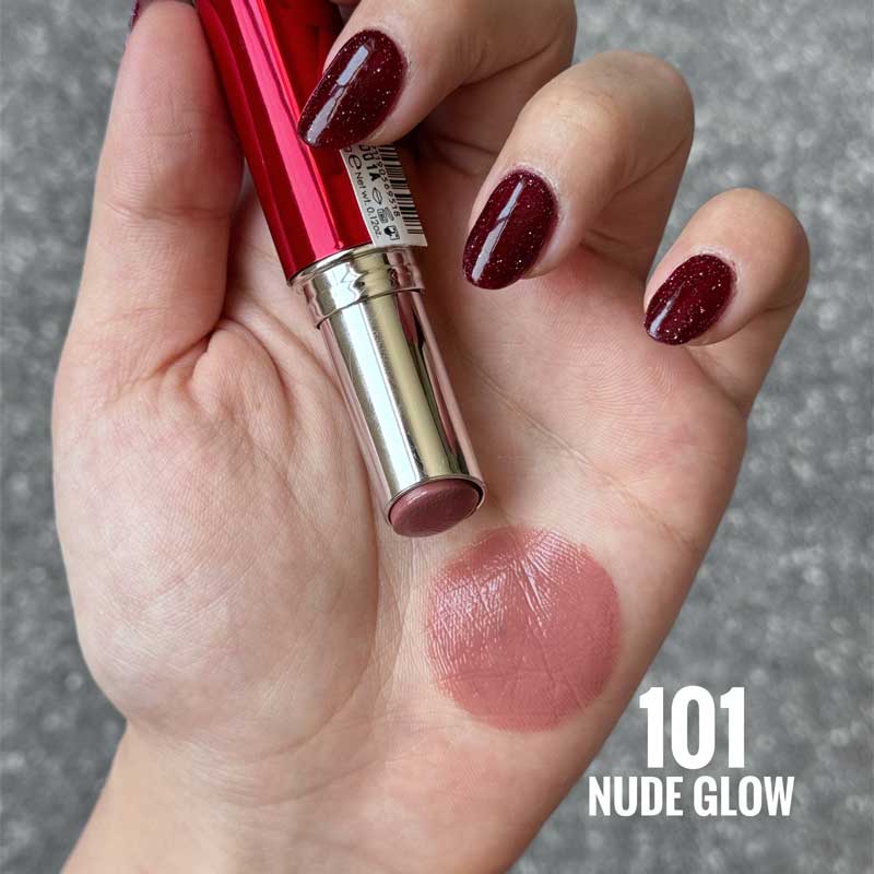 رژ لب براق گلدن رز Golden Rose مدل Sheer Bright رنگ Nude Glow 101