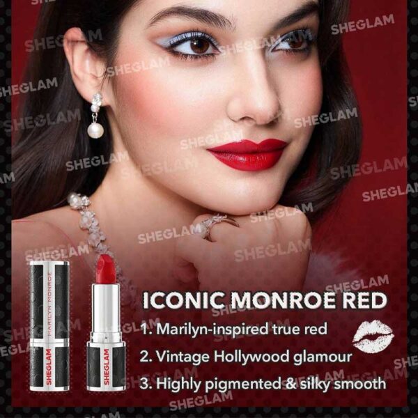 رژ لب مرلین مونرو Marilyn Monroe شیگلم Sheglam مدل The Icon Lipstick رنگ XOXO Marilyn